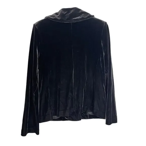 White Stag Black Velvet Embroidered Floral Collar Front Button Blazer Women's Sm - Picture 3 of 7